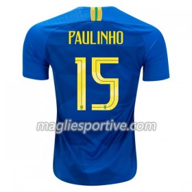 Completo Calcio Brasile Paulinho 15 Divisa Trasferta Mondiali 2018
